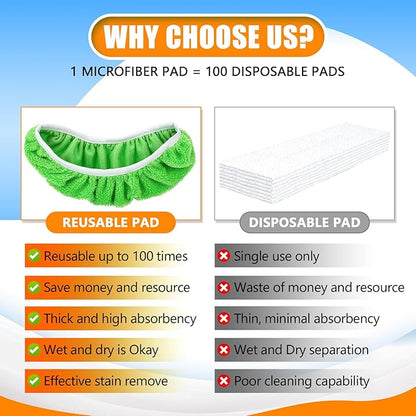 Reusable Microfiber Mop Pads for Swiffer - XL Dry Sweeping Cloths & Wet Pads Refills - Heavy Duty Mopping Cloths for Floor Mopping and Sweeping, 4 Pack