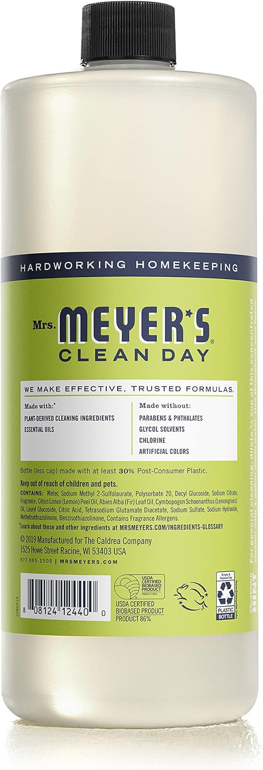 MRS. MEYER'S CLEAN DAY Multi-Surface Cleaner Concentrate, Use to Clean Floors, Tile, Counters, Lemon Verbena, 32 fl. oz