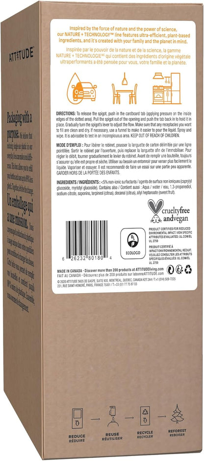 ATTITUDE All Purpose Cleaner, EWG Verified Multi-Surface Products, Vegan, Naturally Derived Multipurpose Cleaning Spray, Citrus Zest, Bulk Refill, 135.26 Fl Oz (Pack of 2)