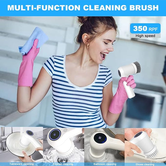 Electric Spin Scrubber Cordless, Portable Multifunctional Power Cleaning Scrubber Brush for Bathroom Kitchen, Electric Handheld Cleaning Brush Tools, Tub Window Dish Carpet Shower Cleaner Scrubber