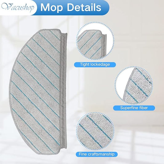 Vacuum Accessories Replacement for Ecovacs T10 Plus Reusable Hard Floor Expert Wet Compatible Microfiber Soft x4 Mop Pad