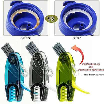 4 in 1 Multifunctional Cup Lid Cleaning Brush Set, 1pc Bright Blue, Plastic