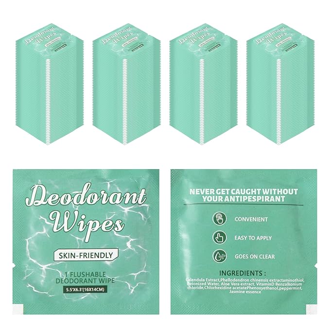 200Pcs Travel Deodorant Wipes, Travel Size Mini Bulk Deodorant Wipes Individually Wrapped Wipes Women, Body Wipes for Women Wet Flushable Armpit Wipes for Body Cleaning