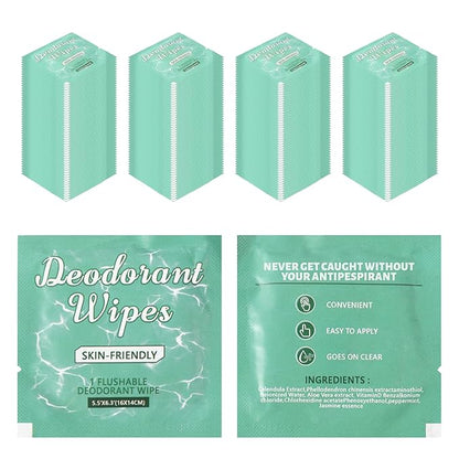 200Pcs Travel Deodorant Wipes, Travel Size Mini Bulk Deodorant Wipes Individually Wrapped Wipes Women, Body Wipes for Women Wet Flushable Armpit Wipes for Body Cleaning
