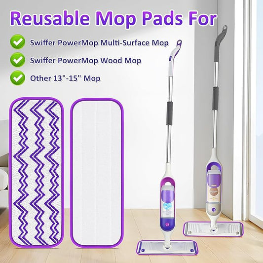 7 Pack Reusable Mop Refills for Swiffer PowerMop, Thickened Power Mop Pads Microfiber PowerMop Refills Washable 15” Wet Pads Mopping Cloths for Multi-Surface & All Types of Floors