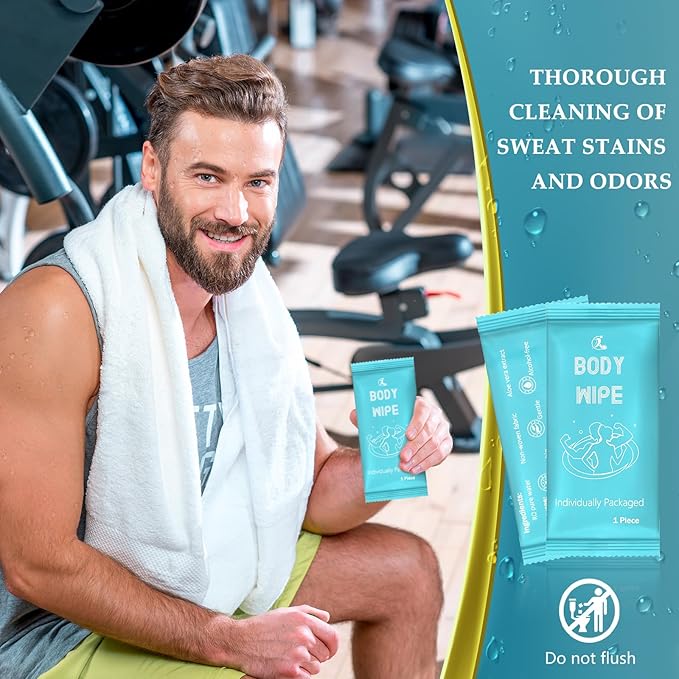 Timgle 200 Pcs Body Wipes Individually Wrapped Bath for Adults Face Hand Deodorant Body Wipes Pearl Pattern Wet Shower with Aloe Bathing Disposable Cleansing for Travel Gym Travel