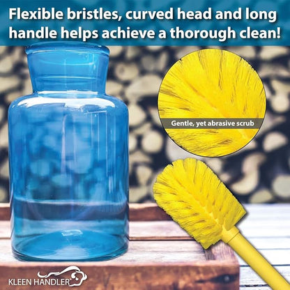 KLEEN HANDLER Goblet Cleaning Brush | Bottle Brush for Cleaning Glasses and Jars, Durable Bristles and Long Handle, (6 Brushes)