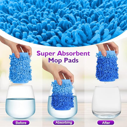 Reusable Mop Pads for Swiffer PowerMop, 8 Pack Microfiber Mop Pad Refill with Scrubber Strips for 13''-15'' SprayMop, Washable Mop Pads Use for Most Floor Types, Designed for Pets - Blue