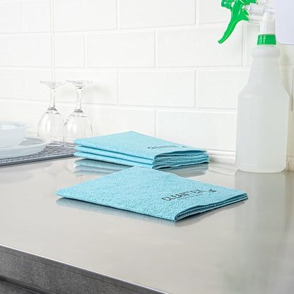 Clean Tek Professional 13 x 15 Inch Cleaning Cloths, 5 Reusable Cloth Towels - Machine Washable, Absorbent, Blue PVA Microfiber Cleaning Rags, Fast Drying, For Windows Or Cars - Restaurantware