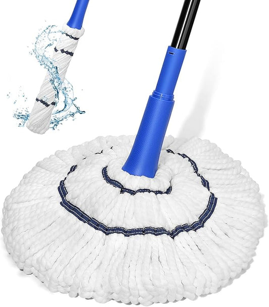 BUVE Self Wringing Twist Mop for Floor Cleaning, Microfiber Mop with Wringer Long Handled, String Wet Floor Mop for Hardwood Vinyl, Tile, Commercial Household Clean,Safe on All Floor Types, Blue