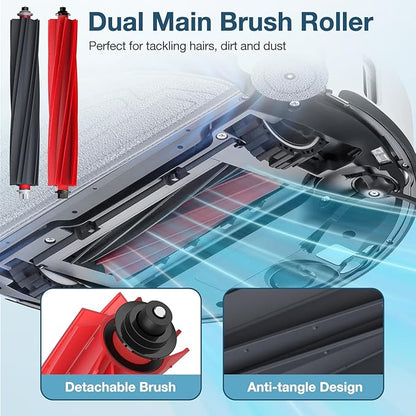 S8 MaxV Ultra Replacement Accessories Kit for Roborock S8 Maxv Ultra Robot Vacuum Cleaner, 1 Set Main Roller Brush,4 HEPA Filters,4 Side Brush,2 Dust Bag,2 Mop Pads,2 Edge Mop Clothes,16 Pack