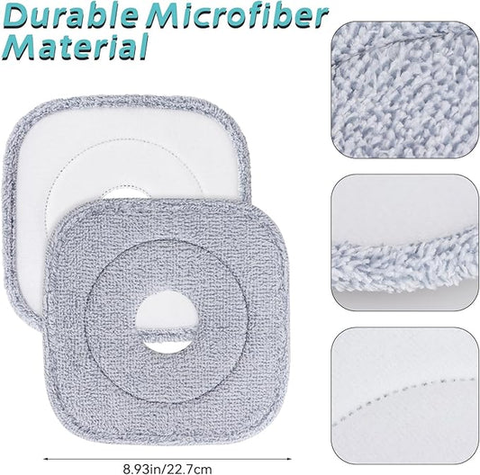 5 Pack Square Microfiber Mop Pads Replacement Compatible with True & Tidy SPIN-800 TrueClean Mop M16 Spin Mop,9 inch Mop Pad Fits Most Square Spin Mop
