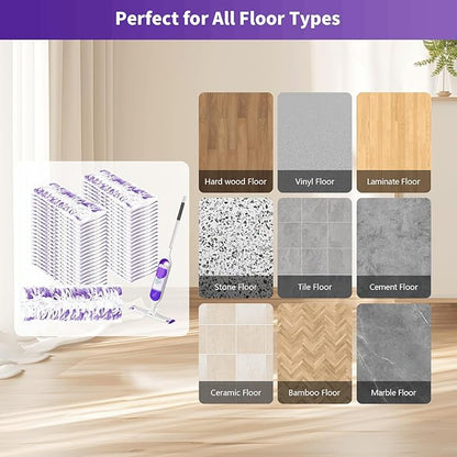 40 Pack Disposable Mopping Pads Refills for Swiffer PowerMop Multi-Surface & Wood Mops, Spray Clean Pads Replacement for Floor Cleaning（Purple Without Handle）