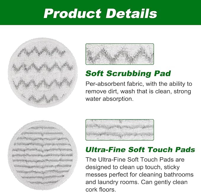 S8201 S7001 Steam Mop Pads: 10 Pack Steam Mop Pads for Shark S8201 S8001 S7001 S7000AMZ S7201 S7001TGT Series Steam Mop, Microfiber and Scrubbing Spin Mop Pads for Steam & Scrub Hard Floor Steam Mop