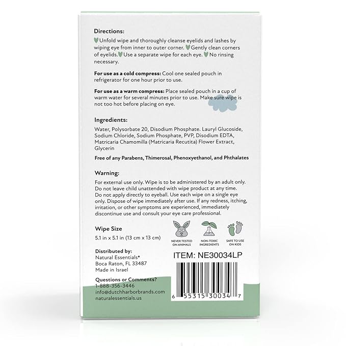 Lil' Peepers Baby Eye Wipes and Eyelid Cleanser, Preservative-Free & Rinse-Free, Pediatrician Recommended Hypoallergenic Soft Eyelid Wipes for Babies, Kids and Adults (30 Count)