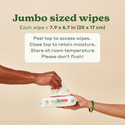 Caboo Baby Wipes, Made with Bamboo Viscose, Certified Made Safe Ingredients, Unscented Baby Wipes Good for Sensitive Skin, 72 Wipes Per Travel Pack, Total of 432 Wet Wipes