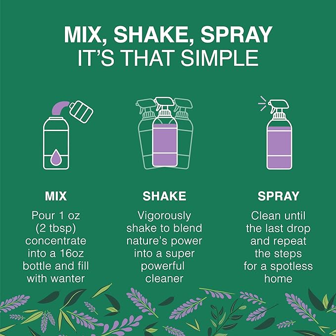 Good Natured Brand All-Purpose Cleaner Concentrate + 16 oz Bottle | Multi-Surface Cleaner | Natural Lavender Essential Oil | Multipurpose Cleaner | 4oz makes 64oz