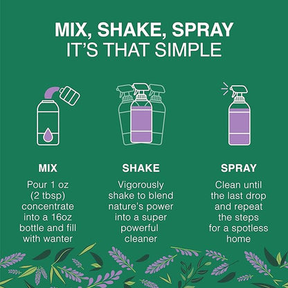 Good Natured Brand All-Purpose Cleaner Concentrate + 16 oz Bottle | Multi-Surface Cleaner | Natural Lavender Essential Oil | Multipurpose Cleaner | 4oz makes 64oz