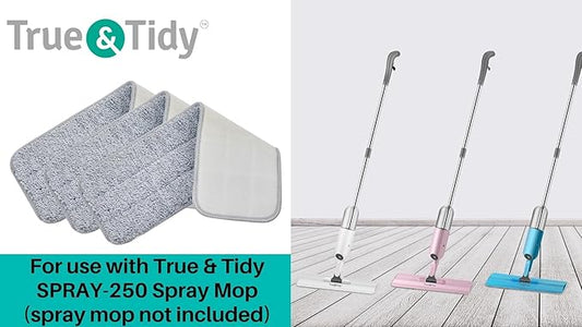 True & Tidy, Extra Thick Microfiber Mop Pad Pack Refill for SPRAY-250 Spray Mop SPRAY-360 Spray Mop Kit SWEEP-180 Sweeper Mop, Fits Other Mops, Machine Washable up to 100x, 15.5 x 5 inch (6-Pack)