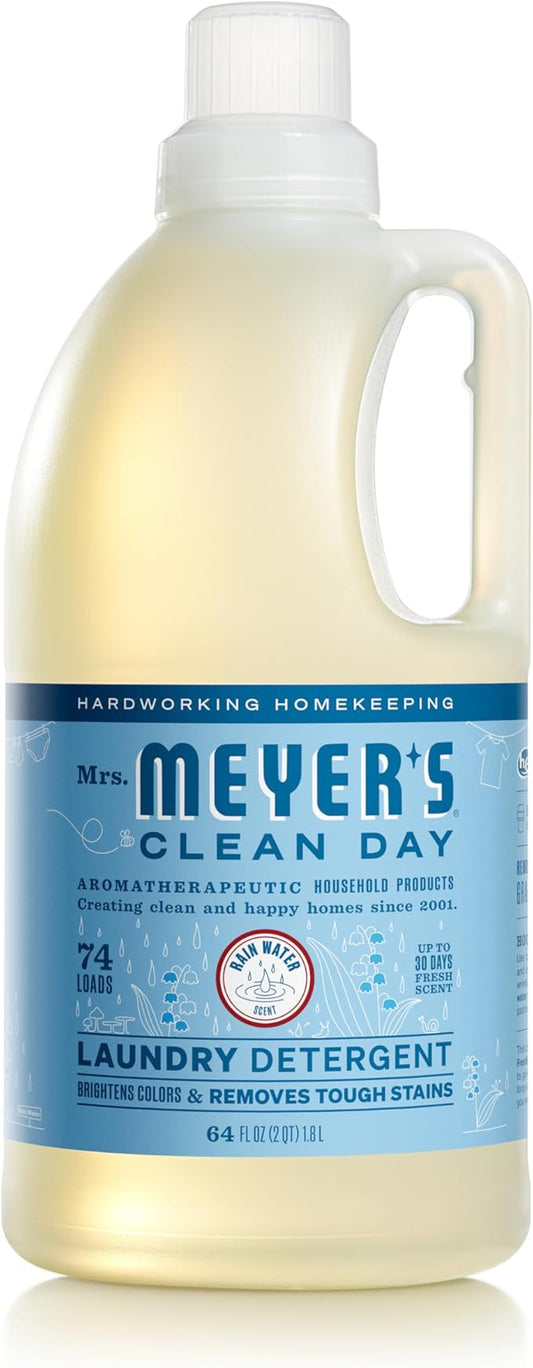 MRS. MEYER'S CLEAN DAY Laundry Detergent, Rain Water Scent, 64 Ounce Bottle