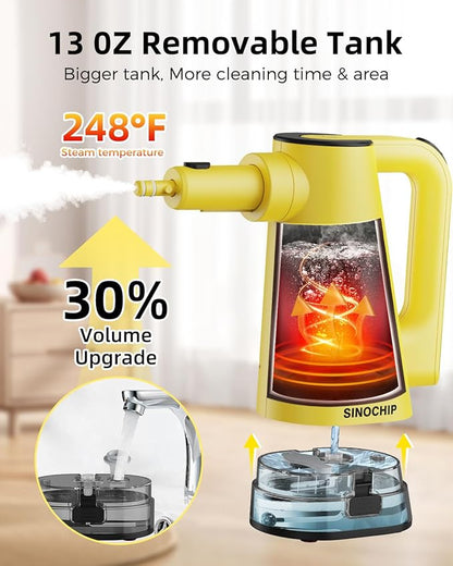 Steam Mops for Floor Cleaning, with 7-in-1 Attachments, 13OZ Water Tank, 23ft Power Cord, Detachable Handheld Steamer for Cleaning Hardwood, Tile, Glass, and Ironing