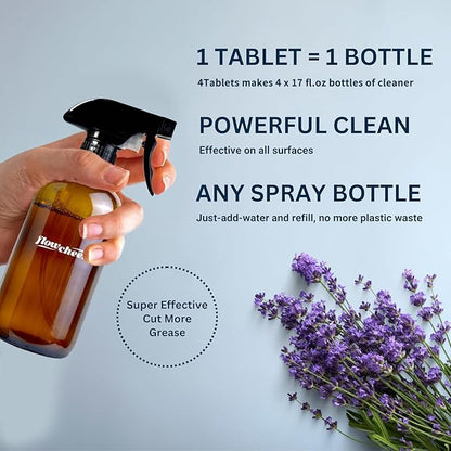All Purpose Cleaner Concentrate Refills, Multi Surface Clean Refill,No Toxic Cleaning Tablets(12Pack) -Makes 204 fl oz(12x17Fl oz) Bottles of Spray Cleaner for Household Cleaning-Lavender