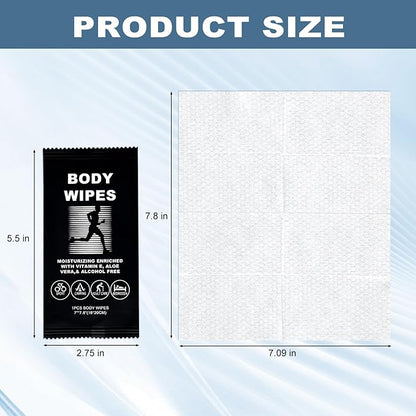 Body Wipes for Women and Men Individually Wrapped Face and Body Wipes, Bath Wipes for Adults No Rinse Personal Cleansing Wipes Travel, Bulk Deodorant for Homeless Shower Wipes for Camping Hiking (200)
