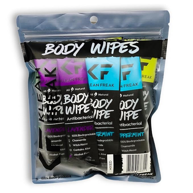 Body 12-Count Wipes - Original Disposable Wipes, Individually Wrapped for the Gym, Workout, Hiking, Travel, and Sport (Mixed)