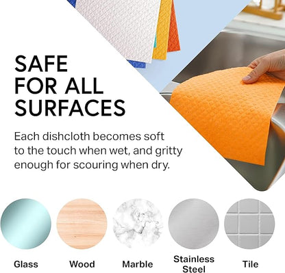 Swedish Wholesale Swedish DishCloths for Kitchen- 10 Pack Reusable Paper Towels Washable - Eco Friendly Cellulose Sponge Microfiber Dish Cloths - Kitchen Essentials - Purple