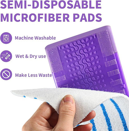 50 PCS Multi-Surface Microfiber Semi-Disposable Mop Pad Compatible with Swiffer Wetjet & All 10-11'',Thickned and Absorbent Wet Pads Refill