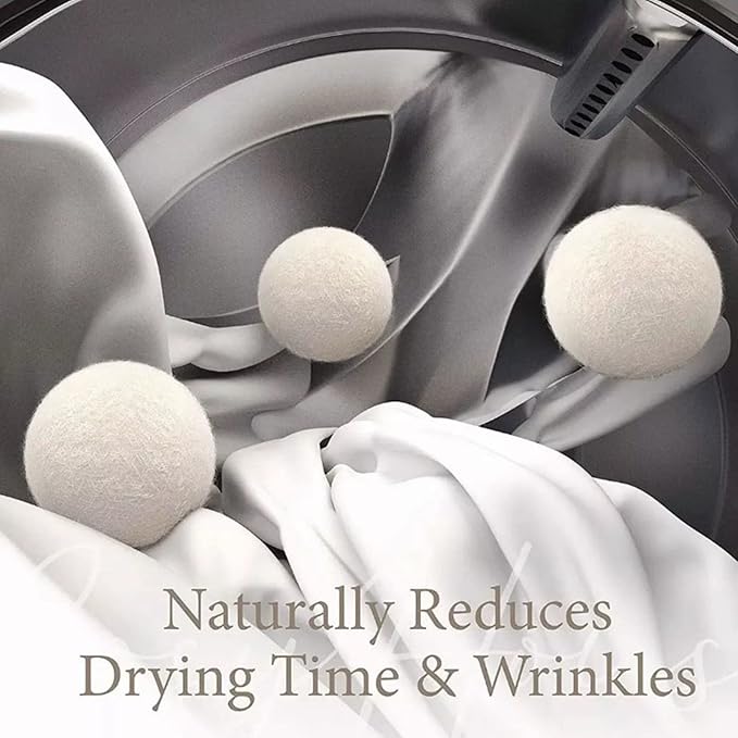 6pcs Wool Dryer Balls, Reusable Wool Laundry Balls Natural Fabric Softener Pet Hair Remover for Laundry for Speeding Up Dry Time