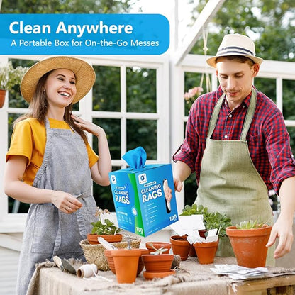 Microfiber Cleaning Cloth, 100 Pack Cleaning Rags, Lint-Free, Ultra Absorbent Reusable Paper Towels for Home, Kitchen, Car, Garage or Shop, Dish Rags, 11" x 9", Blue