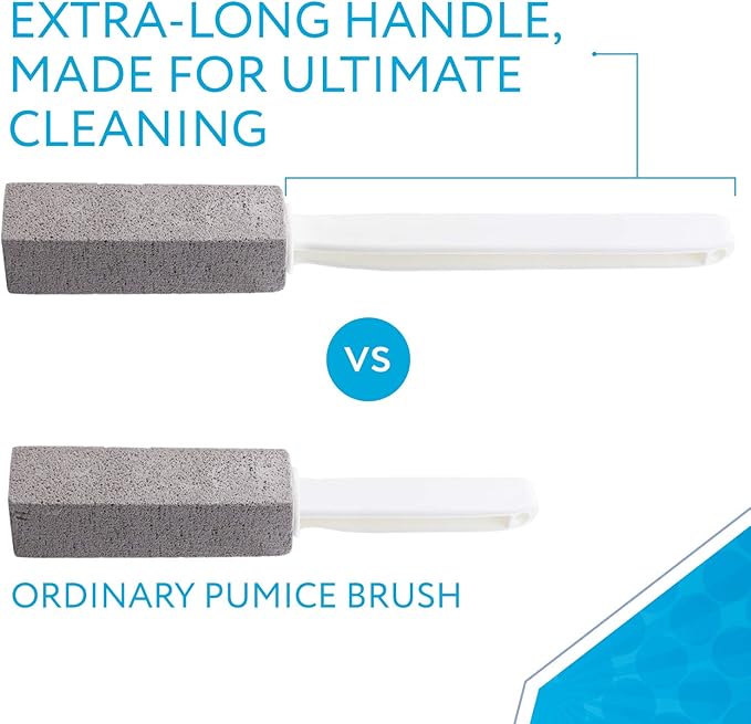 Impresa [4 Pack] Extra Long Handled Pumice Stone Toilet Bowl Cleaner - Limescale Remover - Pumice Toilet Brush - Also Cleans BBQ Grills, Tiles, Tile Grout, & Swimming Pools