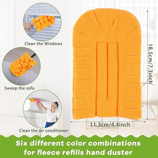 Zubebe 12 Pcs Heavy Duty Duster Refill Reusable Fleece Duster Refills Multi Surface Washable Cleaning Pads for Home, Blinds, Fans, Corners, Furniture (Orange)