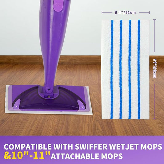 50 PCS Multi-Surface Microfiber Semi-Disposable Mop Pad Compatible with Swiffer Wetjet & All 10-11'',Thickned and Absorbent Wet Pads Refill