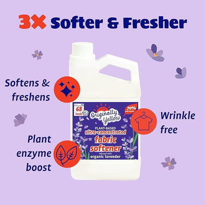 Originally Yellow Plant Based Fabric Softener | Ultra-Concentrated Laundry Softener Infused with Organic Lavender | High-Efficiency Liquid Fabric Softener Helps Remove Static & Wrinkles | 34 Oz