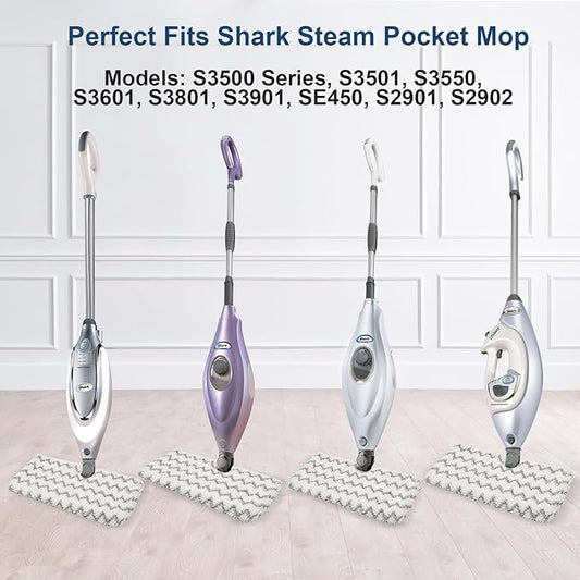 6 Pack S3501 Steam Pocket Mop Replacement Pads Refills for Shark S3501 S3550 S3601 S3801CO S3901 SE450 S3601D S3901D S2901 S2902 Steam Pocket Mop, Microfiber Reusable