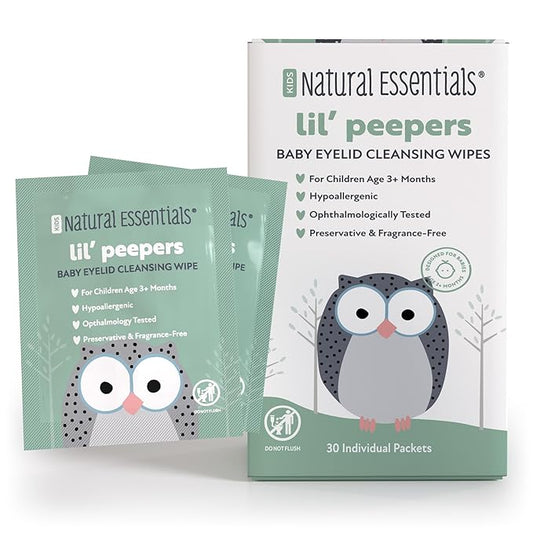 Lil' Peepers Baby Eye Wipes and Eyelid Cleanser, Preservative-Free & Rinse-Free, Pediatrician Recommended Hypoallergenic Soft Eyelid Wipes for Babies, Kids and Adults (30 Count)