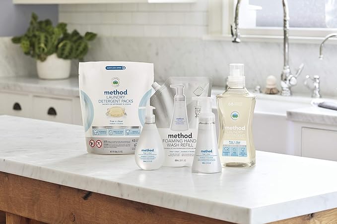 Method Liquid Laundry Detergent; Fragrance Free + Clear; Plant-Based Stain Remover; 66 Loads per 53.5 fl oz bottle; (Pack of 1)