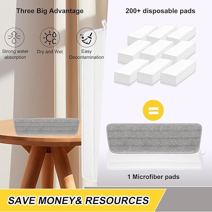 16.5 Inch Reusable Mop Pads Microfiber Spray Mop Replacement Heads for Wet/Dry Mops Compatible with Bona Floor Care System (6 Pack)
