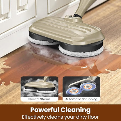 DEVOAC VM6 Scrubbing Steam Mop with Rotating Mop Pads, 10 in 1 Steam Mop, Lightweight Spin Mop & 3 Steam Modes for Hard Floor Laminate Marble Floors