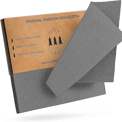 SUPERSCANDI Most Popular Bundle (10 Pack Grey Cloths + 5 Pack Scandi Prints) Swedish Dishcloths Reusable Compostable Made in Sweden Cellulose Sponge Dish Cloths