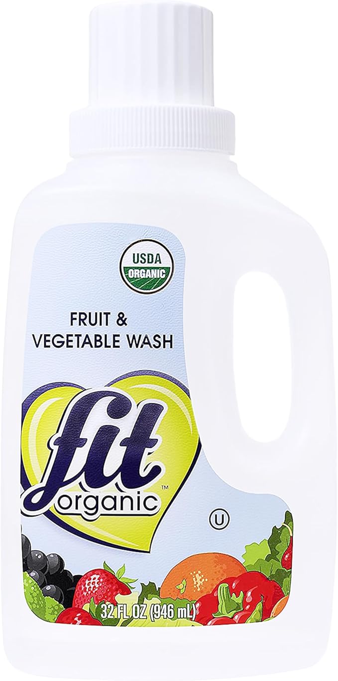 Fit Organic 32 Oz Soaker Produce Wash, Fruit and Vegetable Wash and Pesticide/Wax Remover