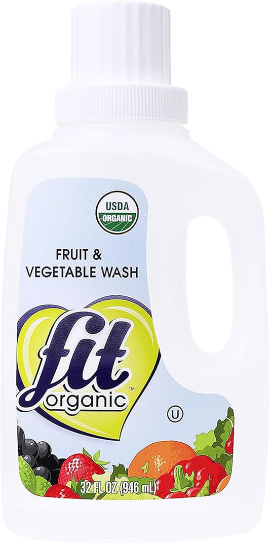 Fit Organic 32 Oz Soaker Produce Wash, Fruit and Vegetable Wash and Pesticide/Wax Remover
