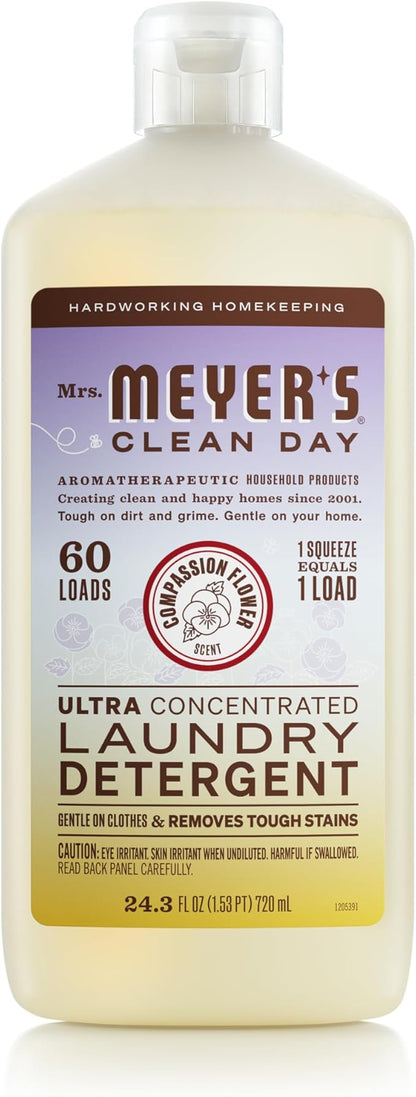 MRS. MEYER'S CLEAN DAY Ultra Concentrated Laundry Detergent, Compassion Flower Scent, 24.3 fl oz