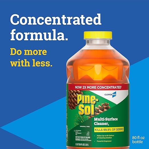 Pine-Sol Multi-Surface Cleaner, CloroxPro, 2x Concentrated Formula, All-Purpose Cleaner, Original Pine, 80 Fl Oz, Pack of 3