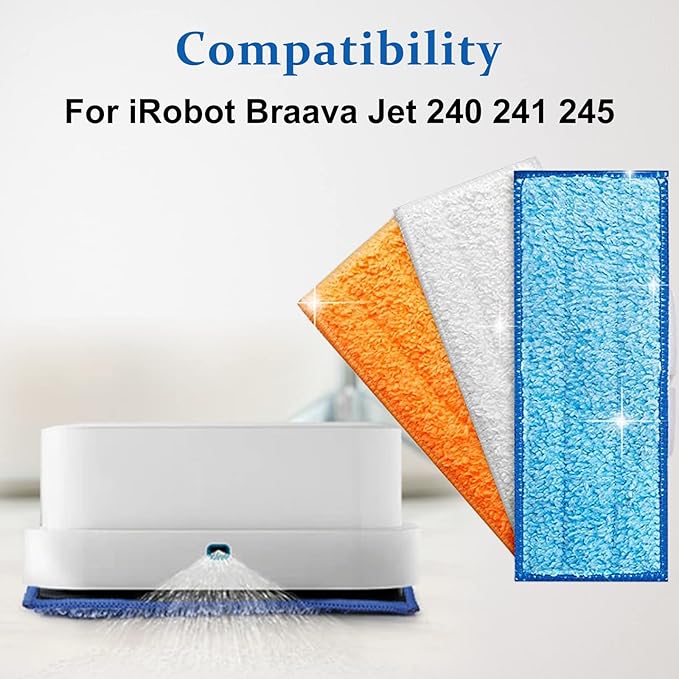 6 Pack Mopping Pads for iRobot Braava Jet 240 241 245 (2 Wet Pads, 2 Damp Pads, 2 Dry Pads), Washable and Reusable