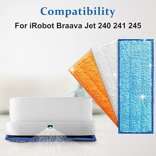 6 Pack Mopping Pads for iRobot Braava Jet 240 241 245 (2 Wet Pads, 2 Damp Pads, 2 Dry Pads), Washable and Reusable