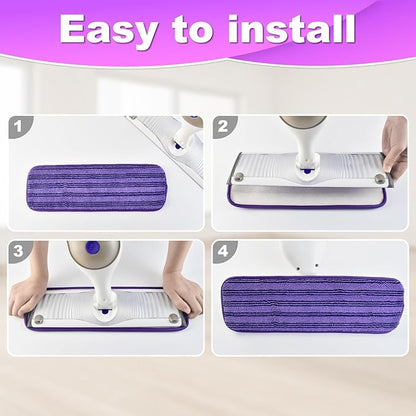 Mop Pads Compatible with Power Mop, 11 Count Refill Pads for Powermop Contains 9 Disposable Mop Pads Refills Suit for Power Mop and 2 Reusable Mop Pads for Power Mop