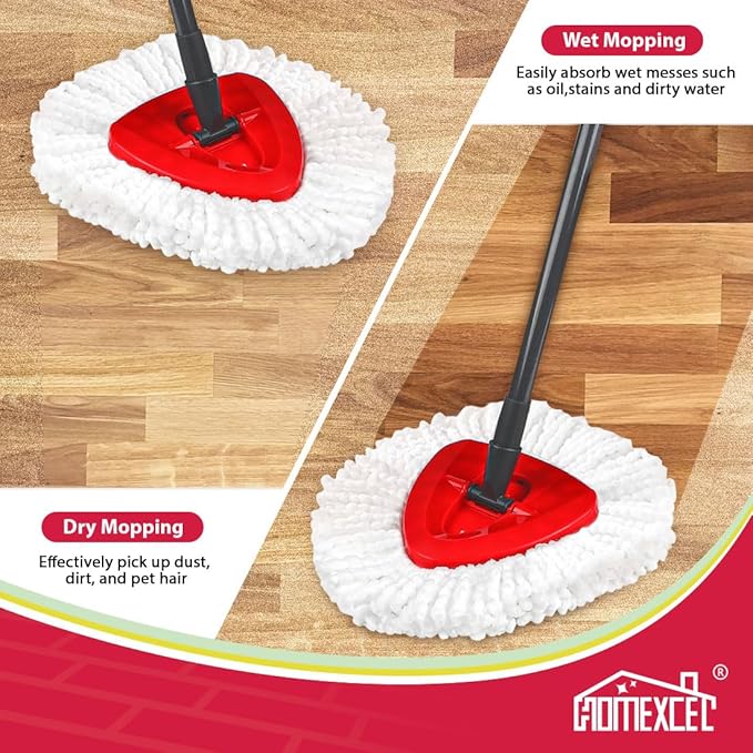 HOMEXCEL Mop Replacement Heads Compatible with O-Cedar EasyWring Spin Mops 4 Pack-Washable Microfiber Spin Head Refills-Easy Cleaning Mop Head Replacement